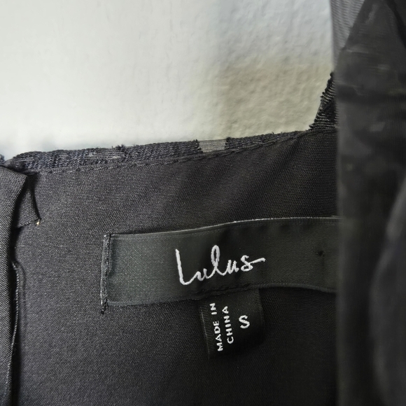 Lulu's Glamorous Sweetie Black Burnout Tie-Strap Bustier Midi Dress Size S - Picture 15 of 15